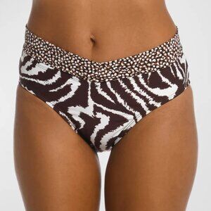 La Blanca Fierce Banded high waist bikini swim bottom brown zebra stripe new 10